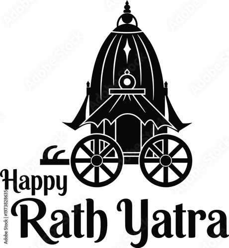 Happy Rath Yatra festival celebration with traditional Indian chariot illustration