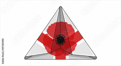 A vector graphic illustration of a paper airplane with a poppy and St George's Cross design on a white background