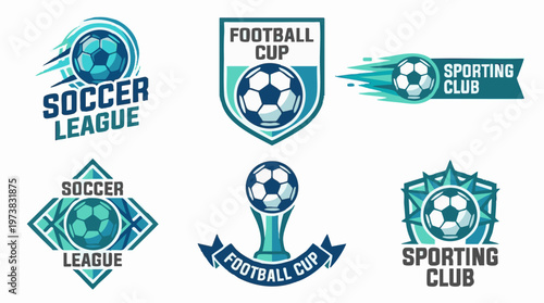 Принти на полотні Set of modern soccer and football club league cup emblems and logo designs