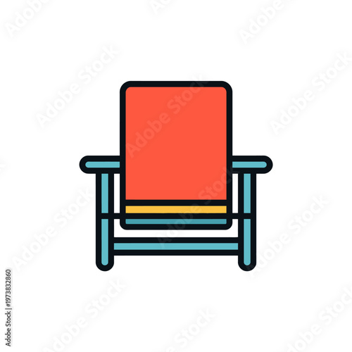 A colorful illustration of a deck chair, perfect for relaxation and leisure