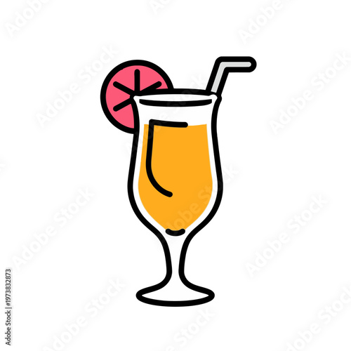 A refreshing cocktail with a slice of citrus, served in a stylish glass