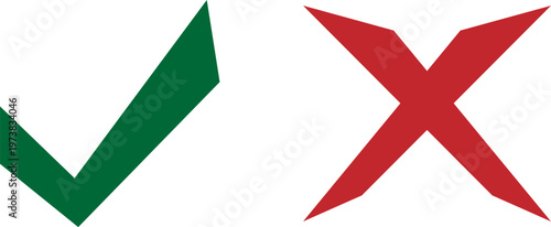 Green check mark and red cross symbols indicating approval and disapproval.