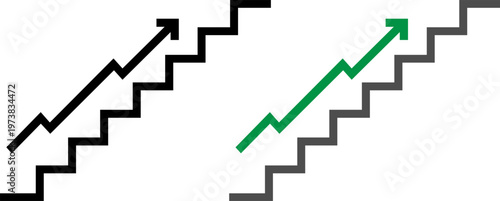 Comparison of upward trends with different directional emphasis in a step graph format