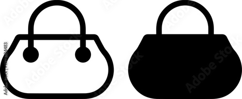 Comparison of a transparent and filled handbag with handles and studs