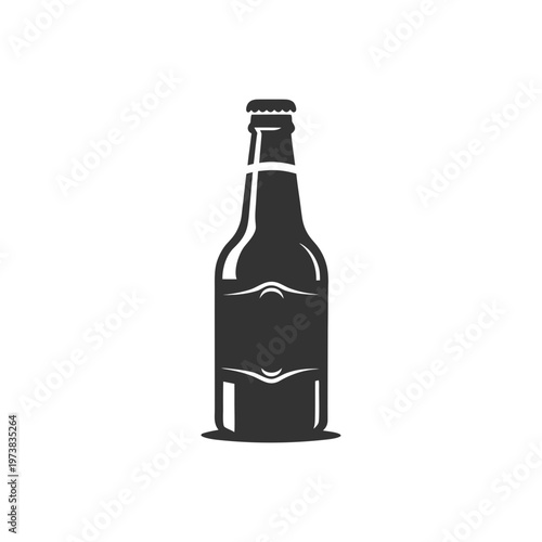 Beer bottle silhouette icon isolated on transparent background for brewery industry design.