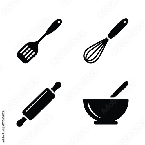 Kitchen Utensils Cooking and Bakery Equipment Icons