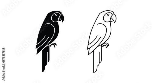 Black and White Parrot Vector Icons Design Vector