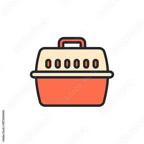 A colorful illustration of a pet carrier, perfect for safely transporting a beloved animal