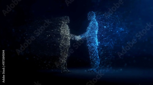 Digital representation of a handshake symbolizing partnership and collaboration