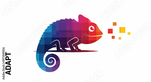 Colorful chameleon changing colors adaptation concept symbol of transformation and flexibility its illustration only