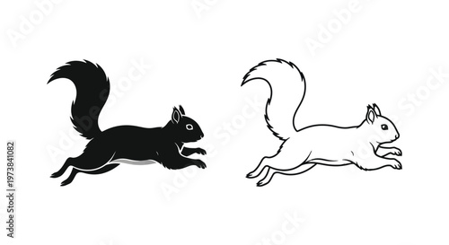 Squirrel Running Silhouette Design Ideas Vector
