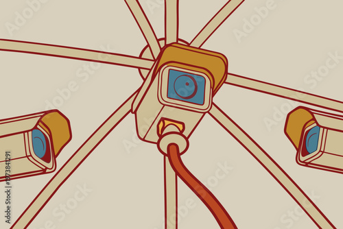 Surveillance Camera Monitoring Privacy Concept Vector Illustration