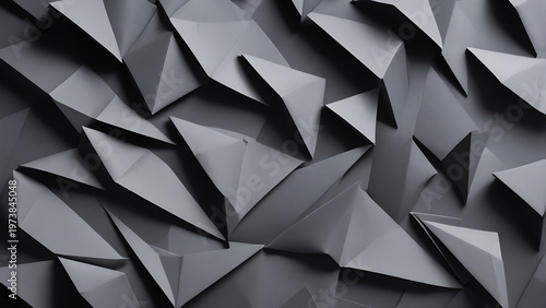 Structured Slate Grey Monochrome Origami Folded Paper Layers