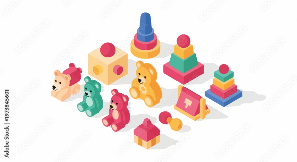 Obraz premium Colorful plastic toy blocks and animals.