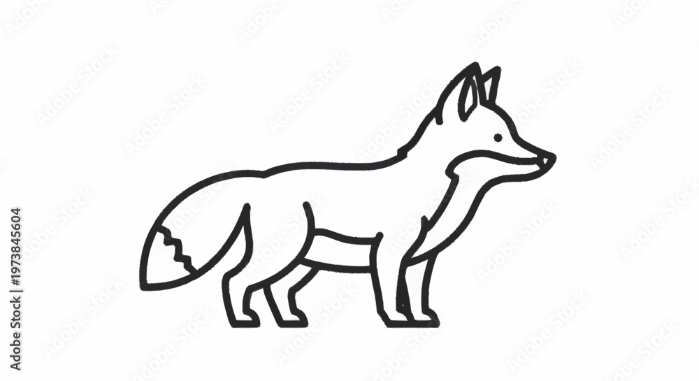 Fototapeta premium Black line drawing of a fox.