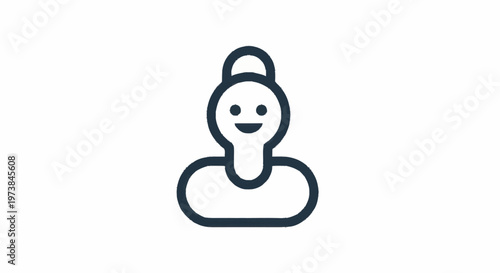 Smiling Woman With Bun Hairstyle Icon.