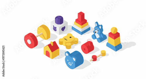 Colorful plastic toy building blocks.