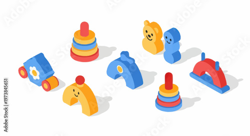 Colorful toy blocks and shapes.