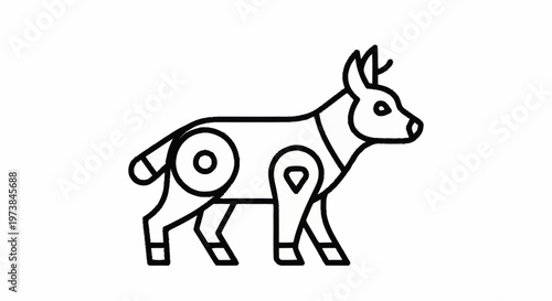 Black line drawing of a cow.
