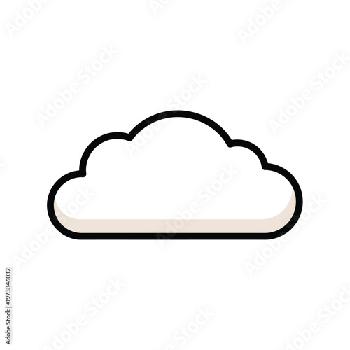 A simple illustration of a white cloud with a black outline against a white background.