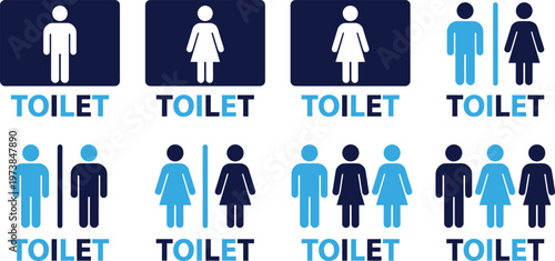 Toilet signs for men and women gender symbols door signs lavatory restroom.