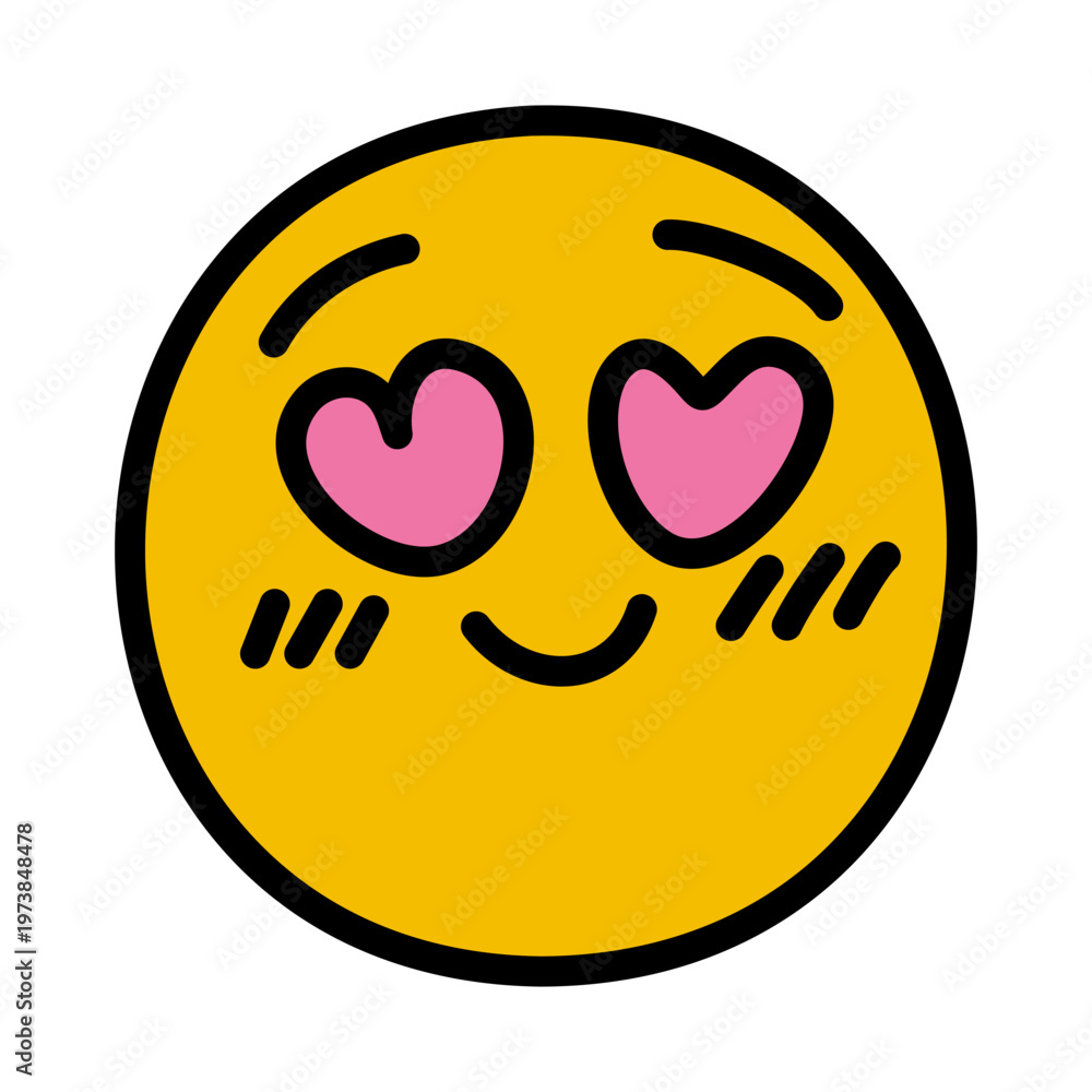 Ταπετσαρία Love Emoji, smiling Emoticon with Hearts in eyes