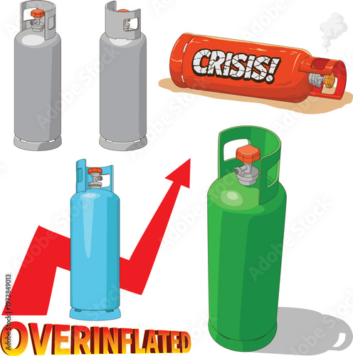A set of gas cylinders symbolizing the oil crisis — representing rising fuel costs, scarcity, and the mounting pressure of global energy instability.