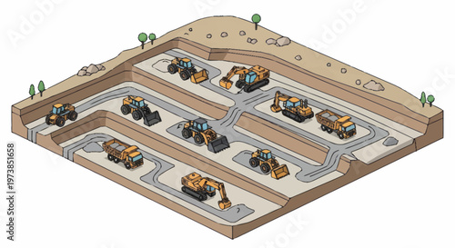 Construction site with heavy machinery equipment.