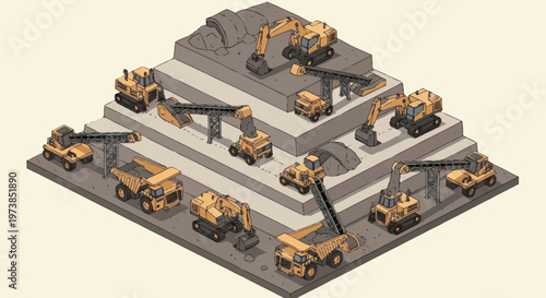 Construction site with heavy machinery equipment.