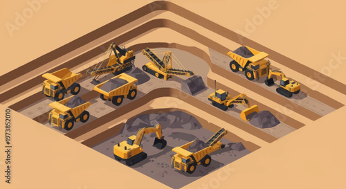 Yellow Construction Vehicles on Site.