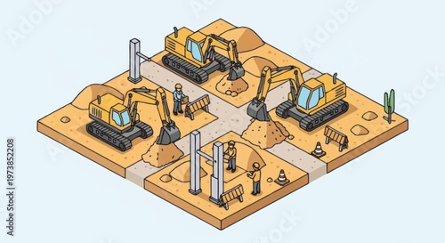 Heavy machinery on construction site.