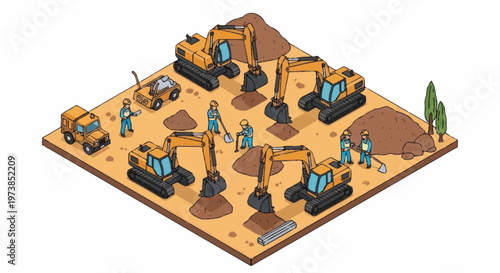Construction site with heavy machinery equipment.