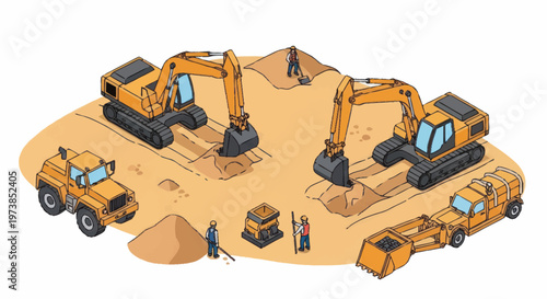 Heavy Construction Equipment on Site.