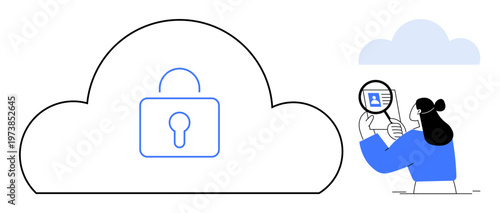 Cloud security concept. Cloud security ensures data authentication and encryption while protecting sensitive information. Cloud-based safety solutions for networks, data, and privacy workflows. Usage