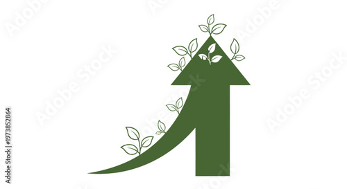 Green arrow with leaves growing up.