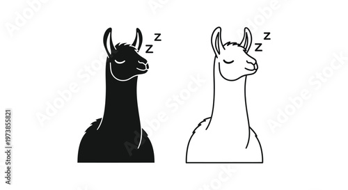 Sleeping Llama vs Alpaca: Cute Animal Comparison Vector
