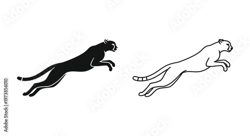 Cheetah vs Leopard: Feline Speed & Grace Comparison Vector