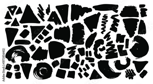 Title abstract black brushstrokes a chaotic collection of ink shapes description a dense arrangement of various black brushstrokes and inkblots