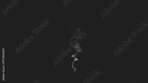 white smoke on black background. Candle smoke trail isolated. Steam Rises From the Cup.  smoke on black background with alpha