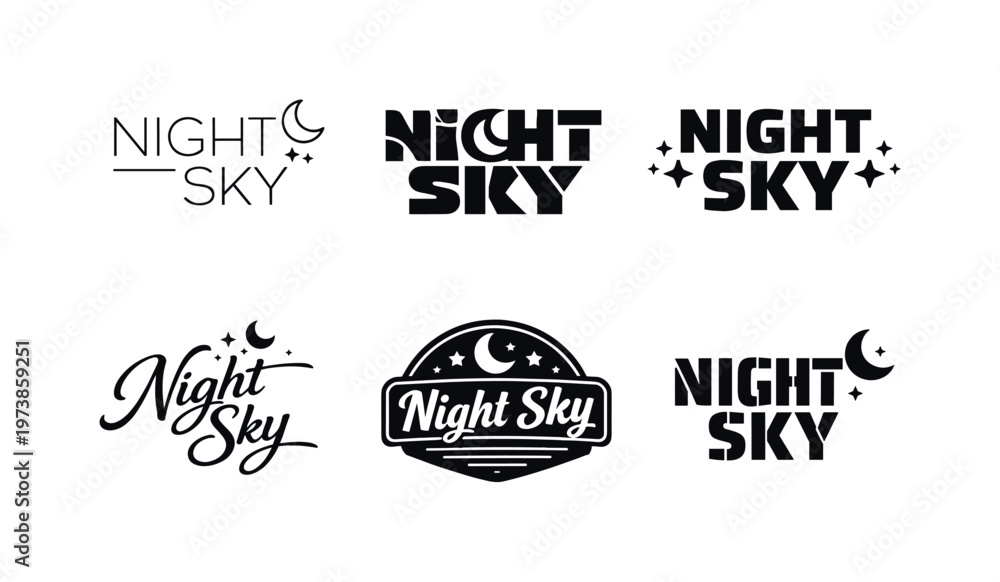Obraz premium Clean Design. Set lettering. harmonious lettering variations of the same emblematic concept, each with different artistic interpretation (Modern minimal