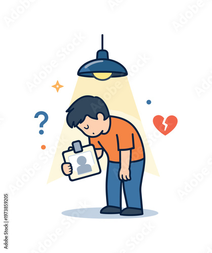 Quiet firing concept emotional strain shown as a worker carrying a fading badge under a dim office light, symbolizing stress, uncertainty and loss of