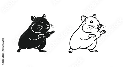 Cute Hamsters Standing Playful Pets Guide Vector