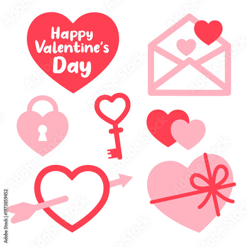 Valentine day icons. Isolated on white background.