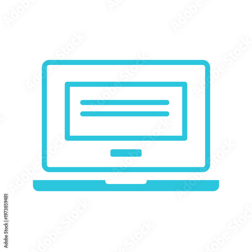 Laptop icon. Isolated on white background. Blue icon