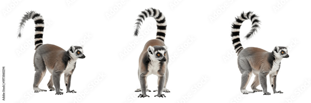 Fototapeta premium Ring-tailed Lemur Lemur catta in Madagascar forest landscape wildlife photography primate wild animal portrait prosimian species nature wilderness photography endemic wildlife