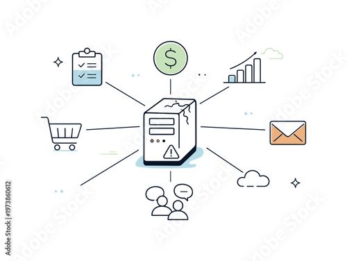 Mexican Fiesta Dinner. Minimalistic set one-line drawing taco trio plate, nacho chips bowl, burrito wrap, hot sauce bottle, jalapeno slices, maracas, sombrero