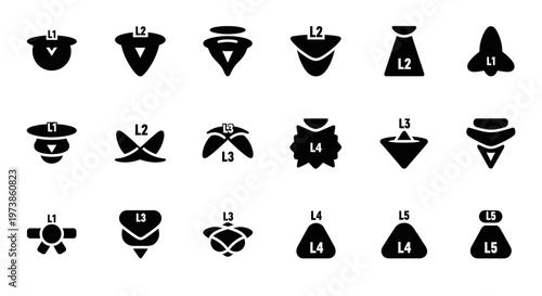 20 Black Military Rank Badges, Insignia Icons, Vector Symbols, Uniform Logos, Military Emblems