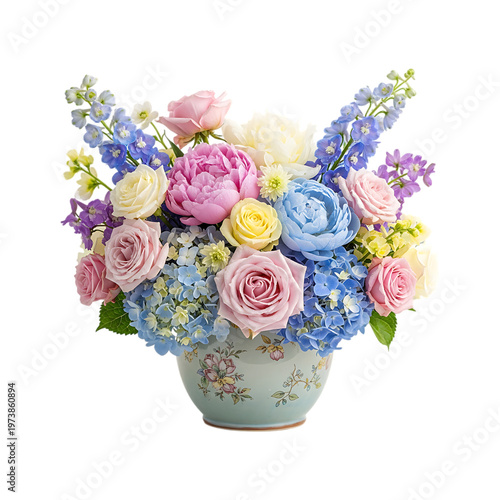 A bouquet of colorful flowers in a vase