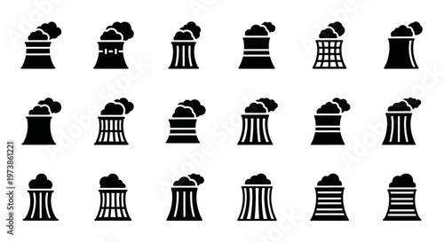 Black and white striped beanie icons, winter hat symbols, 20 vector graphics, fashion accessories, textile patterns