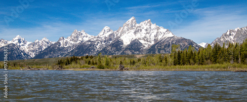Grand Tetons from the Snake River in Grand Teton National Park, Wyoming, USA